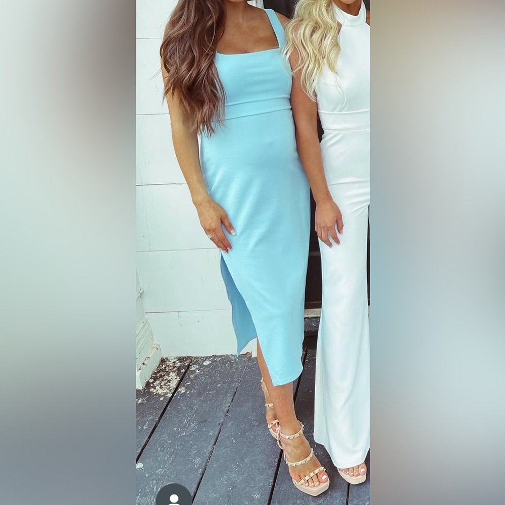Chic Asymmetrical Sky Blue Dress